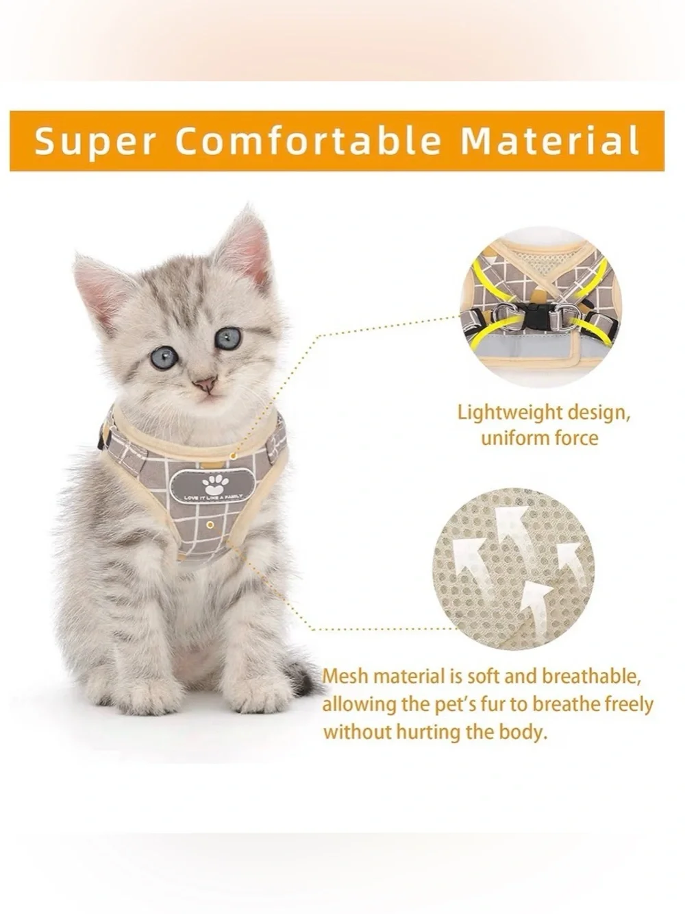 New Cat or Dog Vest Harness with Leash Size XS